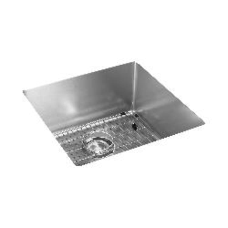 Elkay® ECTRU17179TC Transitional Kitchen Sink Kit, Crosstown®, Polished Satin, Squared Shape, 17 in L x 17 in W x 9 in D Bowl, 18-1/2 in L x 18-1/2 in W x 9 in H, Under Mount, 18 ga 304 Stainless Steel