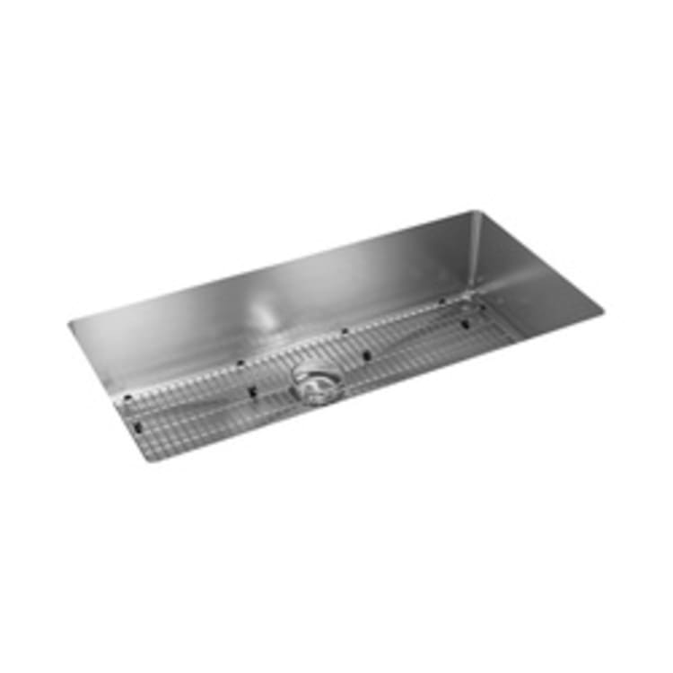 Elkay® ECTRU35179TC Crosstown® Transitional Kitchen Sink Kit, Polished Satin, Rectangle Shape, 35 in L x 17 in W x 9 in D Bowl, 36-1/2 in L x 18-1/2 in W x 9 in H, Under Mount, 18 ga 304 Stainless Steel