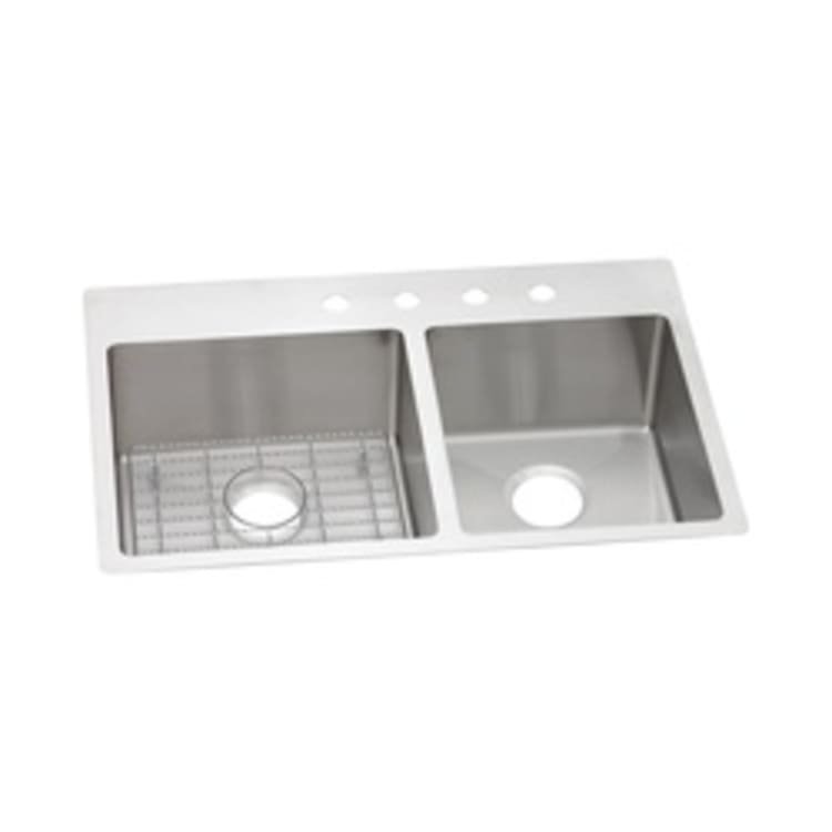 Elkay® ECTSRO33229RBGFR2 Crosstown™ Dual Mount Sink Kit, Rectangular, 2 Faucet Holes, 22 in W x 33 in D x 9 in H, Top/Under Mount, Stainless Steel, Polished Satin, Import