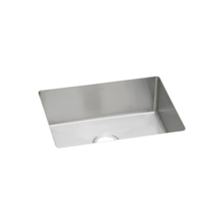 Elkay® EFRU211510T Crosstown® Transitional Kitchen Sink, Polished Satin, Rectangle Shape, 21 in L x 15-3/4 in W x 10 in D Bowl, 23-1/2 in L x 18-1/4 in W x 10 in H, Under Mount, 16 ga 304 Stainless Steel