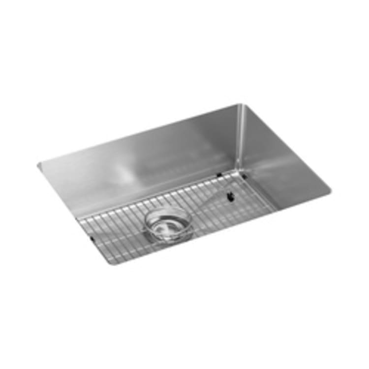 Elkay® EFRU2115TC Crosstown® Transitional Kitchen Sink Kit, Polished Satin, Rectangle Shape, 21 in L x 15-3/4 in W x 8 in D Bowl, 23-1/2 in L x 18-1/4 in W x 8 in H, Under Mount, 16 ga 304 Stainless Steel