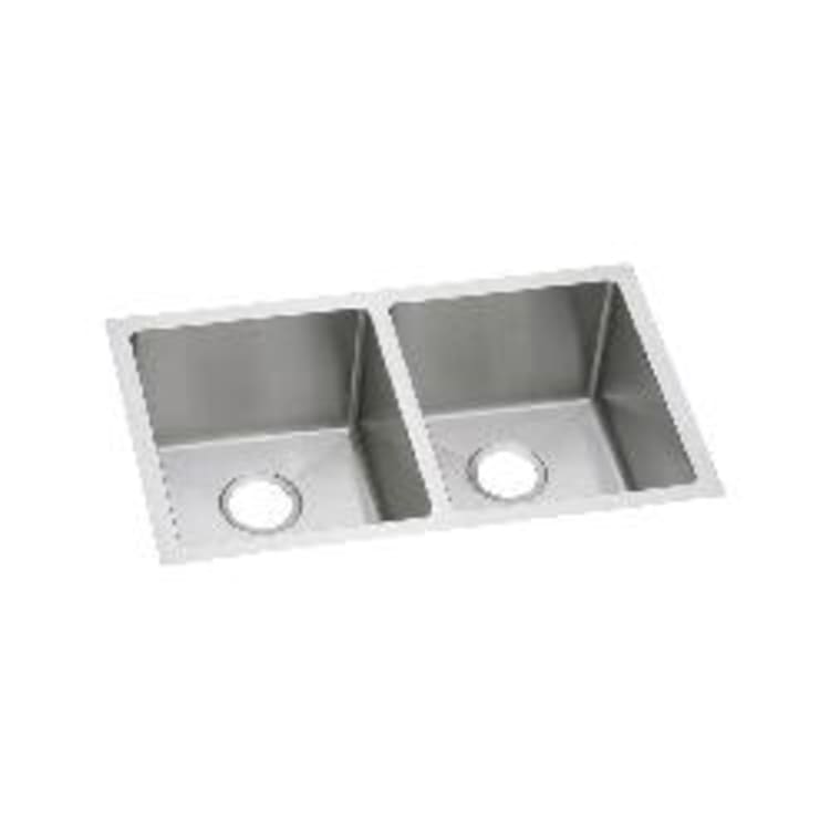 Elkay® EFRU311810T Crosstown® Transitional Kitchen Sink, Polished Satin, Rectangle Shape, 13-1/2 in Left, 13-1/2 in Right L x 16 in Left, 16 in Right W x 10 in Left, 10 in Right D Bowl, 30-3/4 in L x 18-1/2 in W x 10 in H, Under Mount