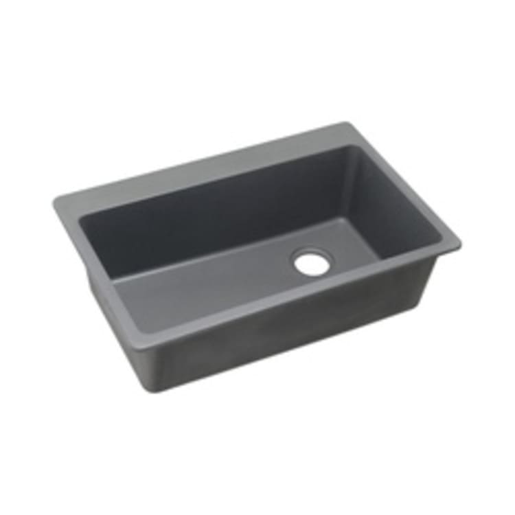 Elkay® ELG13322GS0 Classic® Traditional Kitchen Sink, Graystone, Rectangle Shape, 30-5/16 in L x 16-7/16 in W x 9-1/2 in D Bowl, Pre-scored for up to 7 Faucet Holes, 33 in L x 22 in W x 9-1/2 in H, Top Mount, Quartz