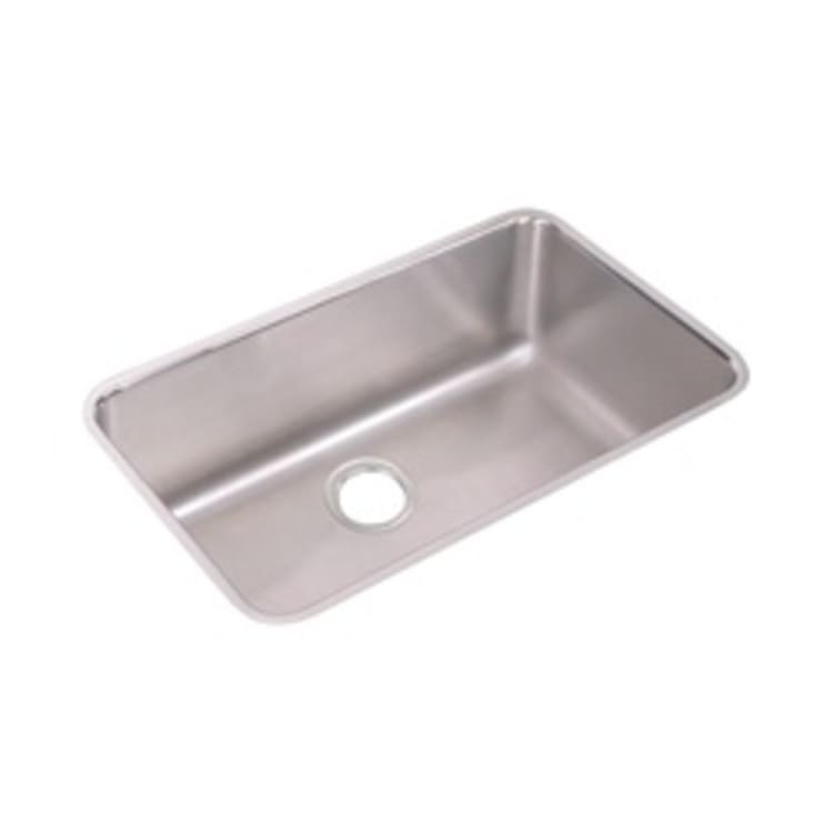 Elkay® ELUH281610 Lustertone Kitchen Sink, Rectangular, 18-1/2 in W x 10 in D x 30-1/2 in H, Under Mount, Stainless Steel, Lustertone, Domestic