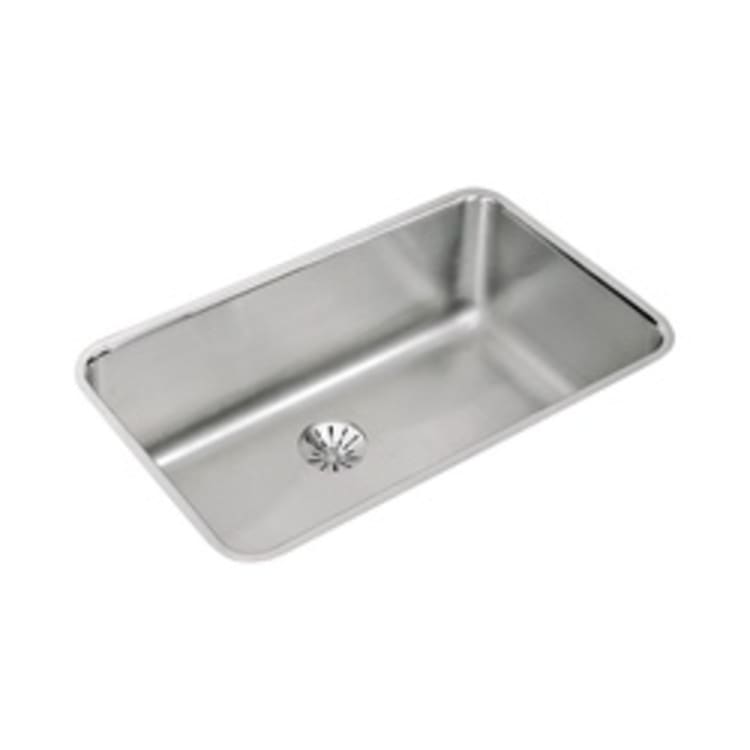 Elkay® ELUH281610PD Gourmet Kitchen Sink, Rectangular, 18-1/2 in W x 10 in D x 30-1/2 in H, Under Mount, Stainless Steel, Lustertone, Domestic