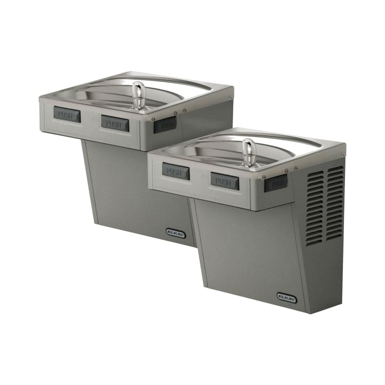 Elkay® EMABFTLVRDDLC Non-Filtered Barrier Free Bi-Level Cooler, Pushbar Operation, Non-Refrigerated Chilling, 3/8 in OD Tubing Connection, Domestic