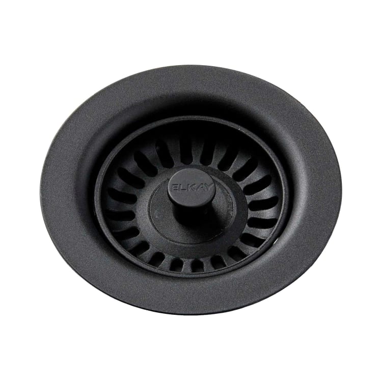 Elkay® LKQS35BK Drain Fitting With Removable Basket Strainer and Rubber Stopper, For Use With 3-1/2 in Drain Opening Sink, Polymer, Black, Domestic