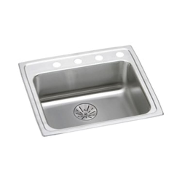 Elkay® LRAD252165PD3 Traditional Kitchen Sink, Rectangular, 3 Faucet Holes, 21-1/4 in W x 6-1/2 in H, Top Mount, Stainless Steel, Lustertone