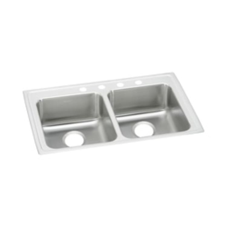 Elkay® LRAD3722652 Gourmet Kitchen Sink, Rectangular, 2 Faucet Holes, 37 in W x 22 in D x 6-1/2 in H, Top Mount, Stainless Steel, Lustertone, Domestic