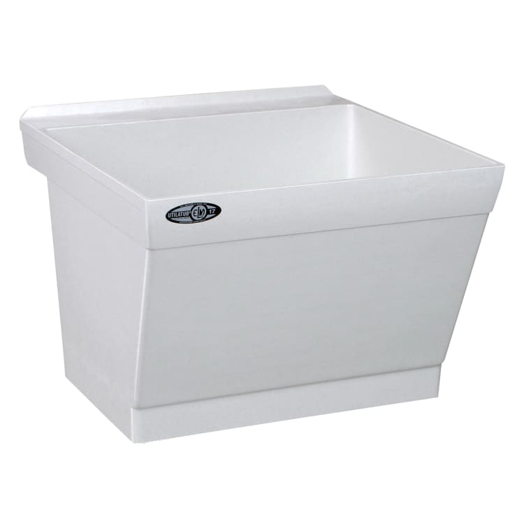 ELM® 17W UTILATUB® Single Bowl Laundry/Utility Tub, Rectangular, 23 in W x 23-1/2 in D x 34 in H, Wall Mount, Durastone®, White