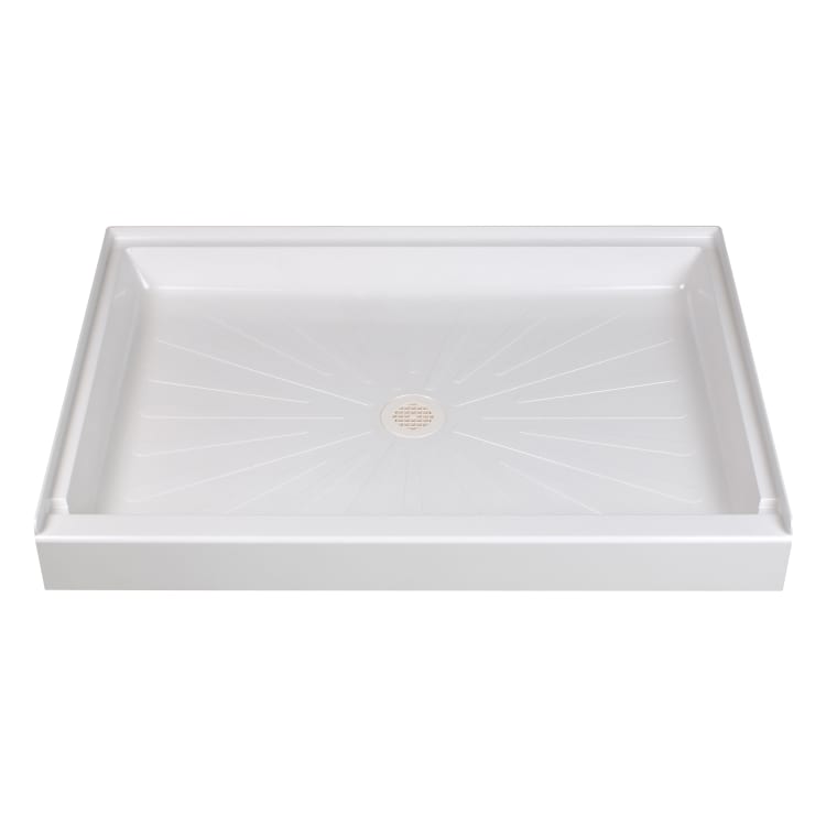 ELM® 3448M WHT DuraBase® 1-Piece Shower Base, 48 in L x 34 in W, Center Drain, Domestic