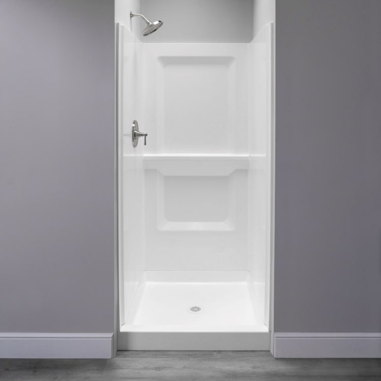 ELM® 736SWHT Durawall Shower Wall with Smooth Side Walls, 73-1/4 in H, Fiberglass, Domestic