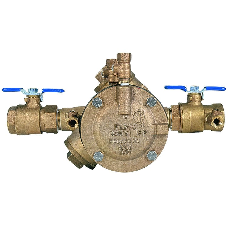 Febco® 0683009 LF825Y Y-Pattern Reduced Pressure Zone Assembly, 1-1/2 in, Thread, Quarter-Turn Ball Valve, Cast Copper Silicon Alloy Body