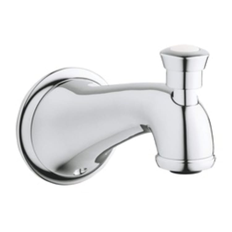 GROHE 13603000 Seabury Bath Spout With Diverter, 6-1/8 in L x 3-1/16 in H, 3/4 in FNPT Connection, Cast Brass, Chrome Plated, Import