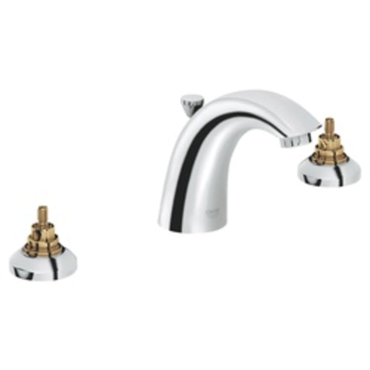 GROHE 2012100A Arden Contemporary Widespread Bathroom Basin Mixer Without Handle, 1.2 gpm, 3-7/16 in H Spout, 5-1/2 to 17-3/4 in Center, StarLight® Chrome, 2 Handles, Pop-Up Drain, Import