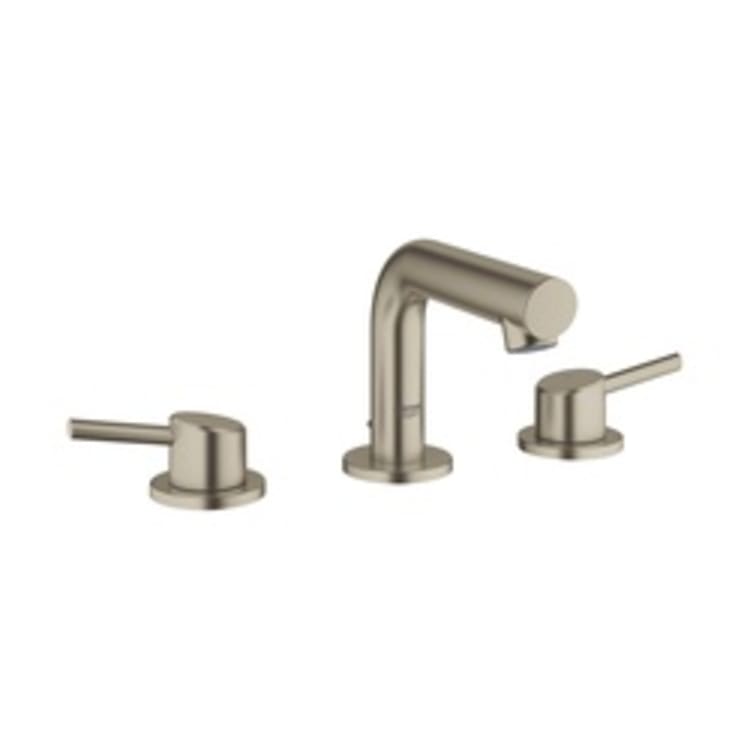 GROHE 20572EN1 Concetto Widespread Bathroom Faucet, 2.2 gpm, 3-3/8 in H Spout, 8 in Center, Brushed Nickel, 2 Handles, Pop-Up Drain, Import