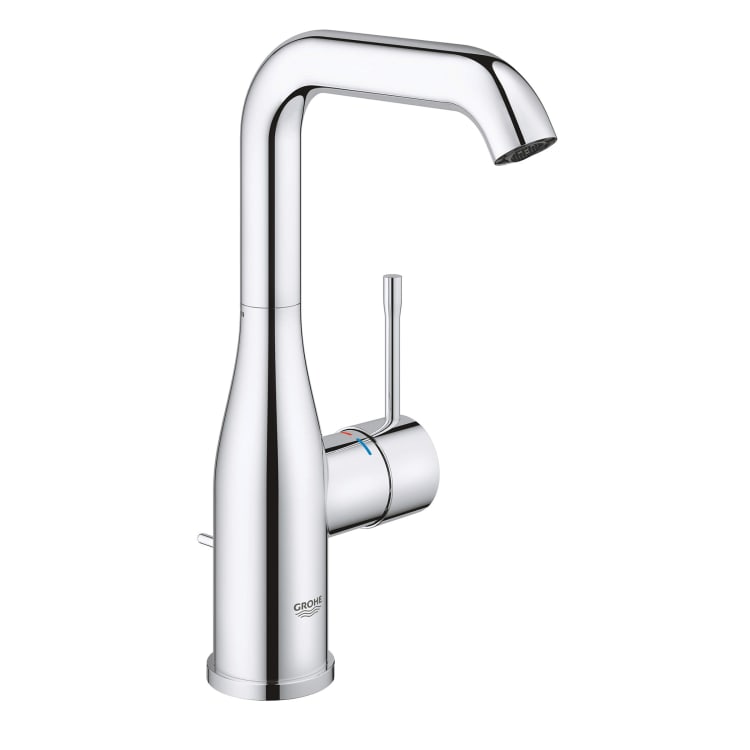 GROHE 2348600A Essence™ New Centerset Basin Mixer With Temperature Limiter, 1.2 gpm, 8.313 in H Spout, 1 Handle, Pop-Up Drain, StarLight® Chrome, Import