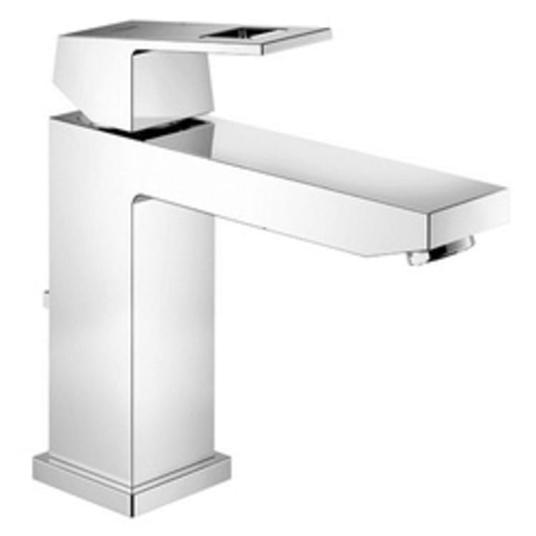 GROHE 23670000 Eurocube® Centerset Lavatory Faucet With Temperature Limiter, 1.5 gpm, 4.313 in H Spout, 1 Handle, Pop-Up Drain, 1 Faucet Hole, StarLight® Chrome, Import