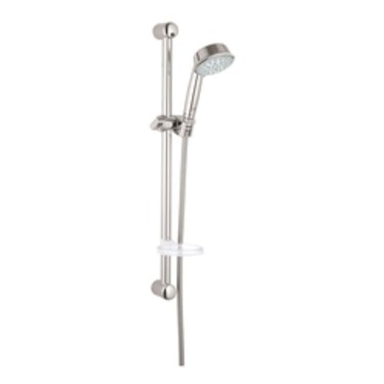 GROHE 27142BE0 Relexa Rustic 100 Shower Set, (1) 4 in Dia Shower Head, 2.5 gpm, 69 in L Hose, G-1/2 in, Slide Bar: Yes, Polished Nickel, Import