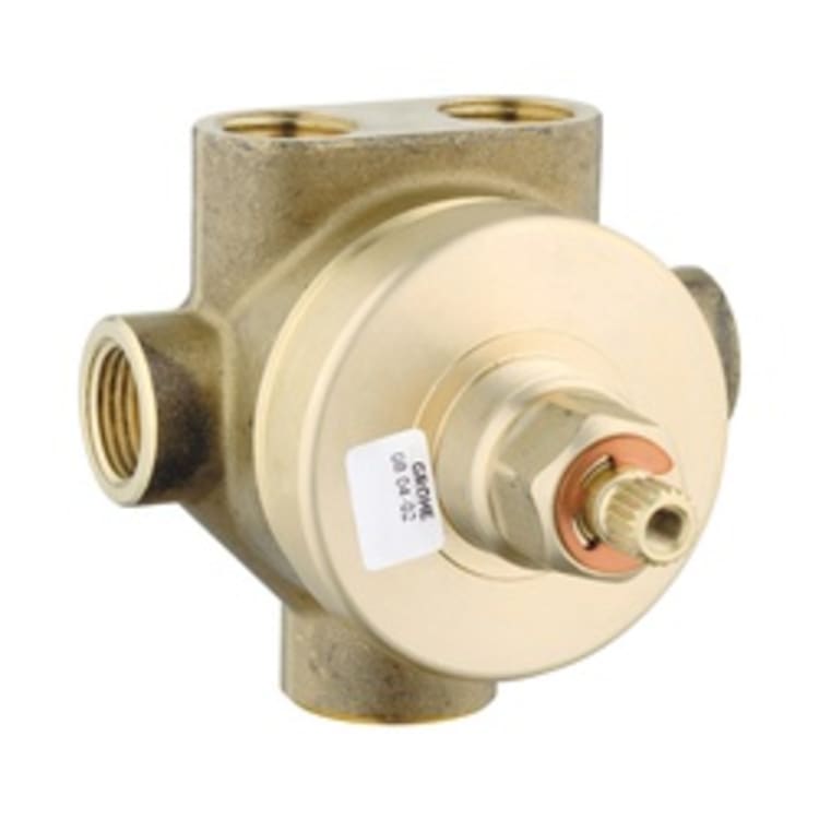 GROHE 29035000 5-Port Diverter Rough-In Valve, 1/2 in FNPT Inlet x 1/2 in FNPT Outlet, 3 Ways, Brass Body, Import