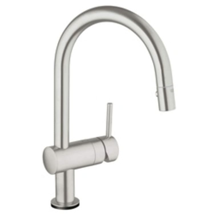 GROHE 31359DC1 Minta Touch Kitchen Faucet, 1.75 gpm Flow Rate, SuperSteel Infinity, 1 Handle, 1 Faucet Hole, Function: Traditional, Import, Residential