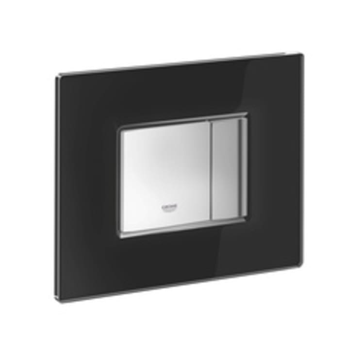 GROHE 38845KS0 Skate Cosmopolitan Wall Plate With Glass Surface, For Use With Dual Flush or Start/Stop Actuation and AV1 Pneumatic Discharge Valve, Plastic/Tempered Glass, StarLight® Velvet Black, Import