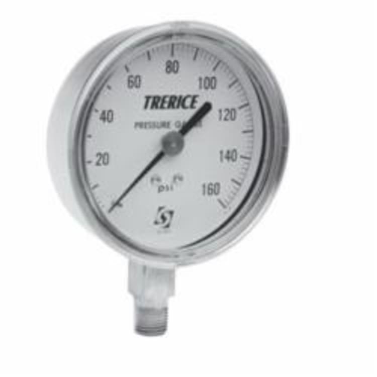 Trerice 690B-35-02-L-A-110 Commercial Contractor Pressure Gauge, 0 to 100 psi, 1/4 in MNPT Connection, 3-1/2 in Dial, +/- 1 %