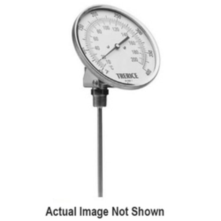 Trerice B836-02-27 Bi-Metal Thermometer, 3 in, 1/2 in NPT, 2-1/2 in L Stem, 0 to 250 deg F