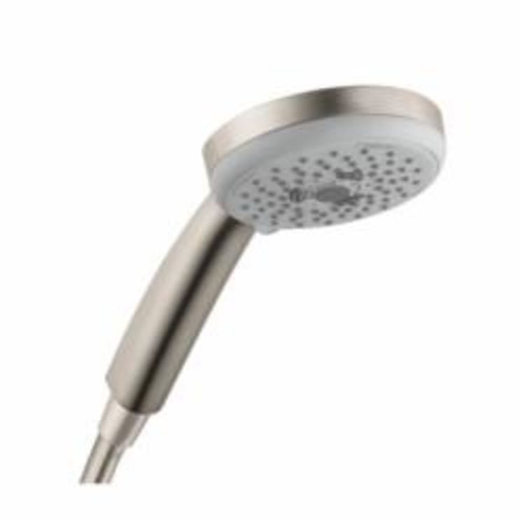 Hansgrohe 04073820 Croma E 100 3-Jet Hand Shower, 2.5 gpm Flow Rate, 3 Sprays, 4 in Dia Head, 1/2 in Connection