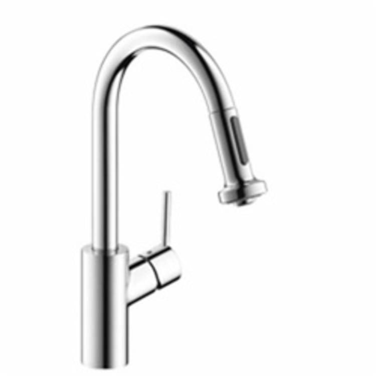 Hansgrohe 04286000 Talis S Pull-Down Kitchen Prep Faucet, 1.75 gpm, 1 Faucet Hole, Chrome Plated, 1 Handle, Domestic, Commercial