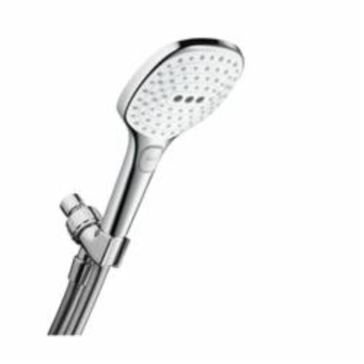 Hansgrohe 04520400 Raindance Select E 120 AIR 3-Jet Hand Shower Set, 2 gpm, 3 Sprays, 4-3/4 in Dia Head, 1/2 in