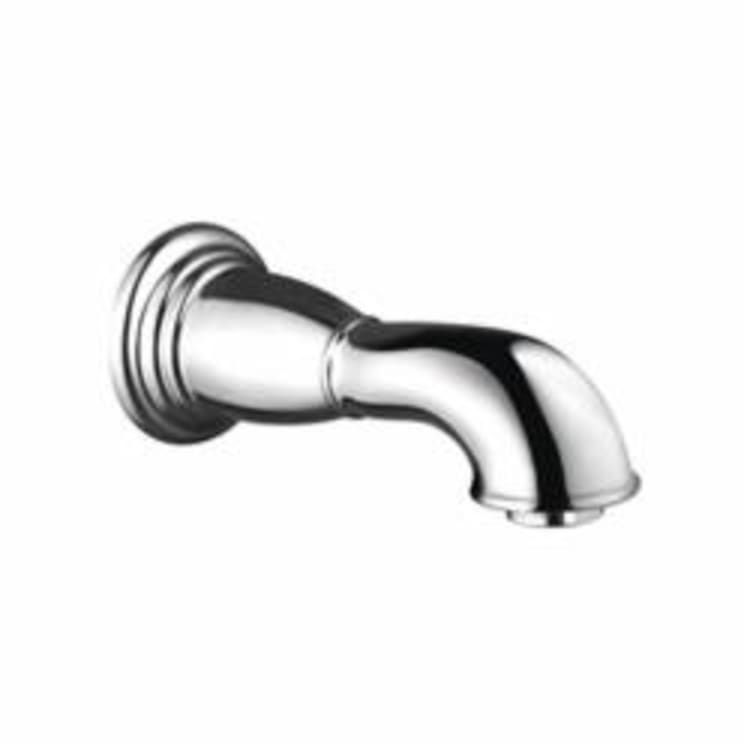 Hansgrohe 06088000 Wall Mount C Tub Spout, 6 in L, 1/2 in NPT Connection, Solid Brass, Chrome Plated