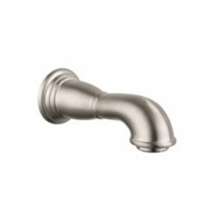 Hansgrohe 06088820 Wall Mount C Tub Spout, 6 in L, 1/2 in NPT Connection, Solid Brass, Brushed Nickel