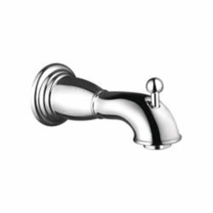 Hansgrohe 06089000 C Tub Spout With Diverter, 6 in L, 1/2 in NPT Connection, Solid Brass, Chrome Plated