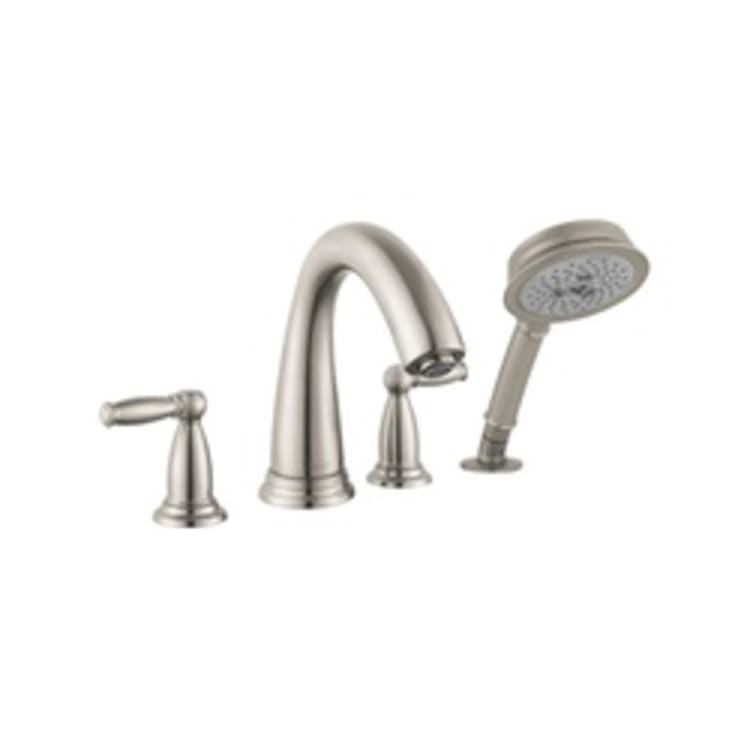 Hansgrohe 6123820 Swing C Roman Tub Set Trim, 5 gpm, 10 in Center, Brushed Nickel, 2 Handles, Hand Shower Yes/No: Yes