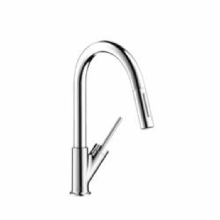 Hansgrohe 10824001 Axor Starck Pull-Down Prep Kitchen Faucet, 2.2 gpm, Chrome Plated, 1 Handles, Residential