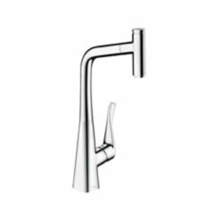 Hansgrohe 14848001 Metris Pull-Out Prep Kitchen Faucet, 1.75 gpm, 1 Handle, Chrome Plated, Residential