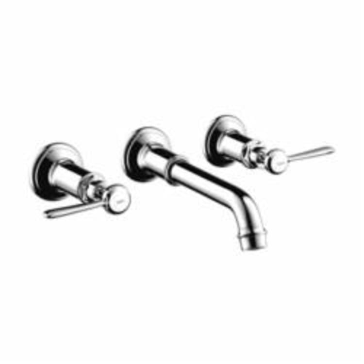 AXOR 16534001 Montreux Widespread Bathroom Faucet Trim, 1.2 gpm, 8 in Center, Chrome Plated, 2 Handles, Grid Drain, Commercial