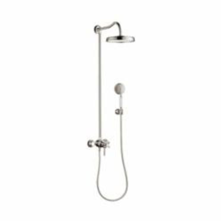 Hansgrohe 16570831 Axor Montreux Shower Pipe, 10 in Dia Head, 1 Shower Head, 2.5 gpm, Rain Spray, Slide Bar: No, Polished Nickel