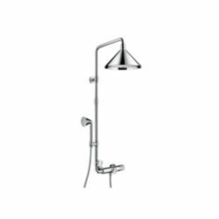 Hansgrohe 26020001 Axor Front Shower Pipe, 11 in Dia Head, 2.5 gpm, Slide Bar: No, Chrome Plated