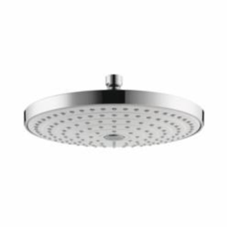 Hansgrohe 26469401 2-Jet Shower Head, 2.5 gpm, 2 Sprays, Wall Mount, 9-5/8 in Dia x 3-1/4 in H Head