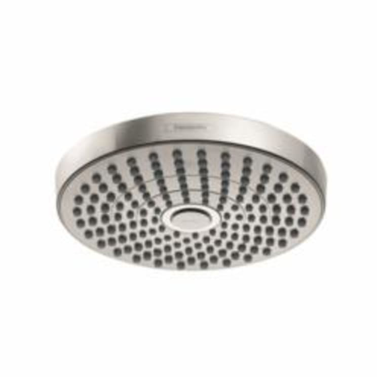 Hansgrohe 26523821 Croma Select S 180 2-Jet Shower Head, 2 gpm, 2 Sprays, Wall Mount, 7-3/8 in Dia x 3-3/8 in H Head