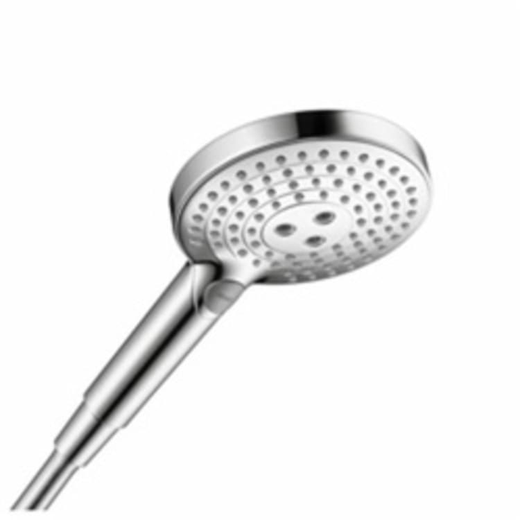 Hansgrohe 26531001 Raindance Select S 3-Jet Hand Shower, 2.5 gpm, 3 Sprays, 4-7/8 in Dia Head, 1/2 in