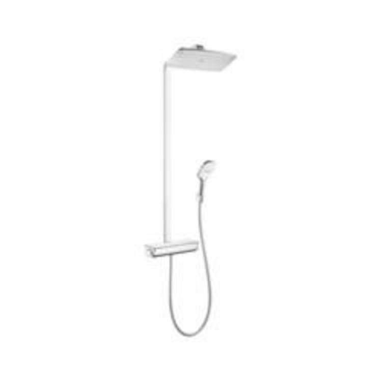 Hansgrohe 27112401 Raindance Select E 360 Shower Pipe, 1 Shower Head, 2.5 gpm, Rain Spray, Slide Bar: No, Chrome Plated/White, Import