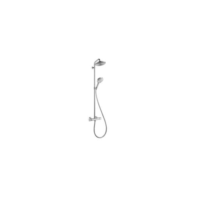 Hansgrohe 27115001 Raindance S 240 Shower Pipe, 9-1/4 in Dia Head, 1 Shower Head, 2.5 gpm, Rain Spray, Slide Bar: No, Chrome Plated