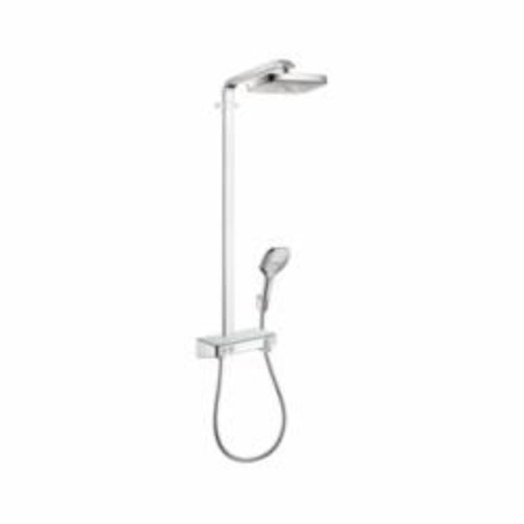 Hansgrohe 27126001 Shower Pipe, Raindance Select E 300, 1 Shower Head, 2 gpm, Rain Spray, Polished Chrome
