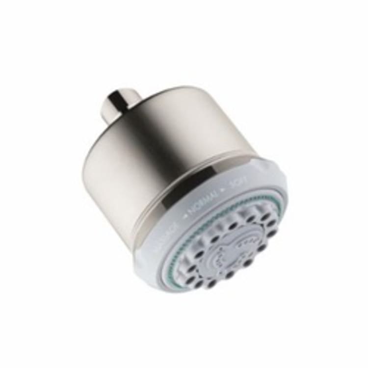 Hansgrohe 28496821 Clubmaster 3-Jet Shower Head, 2.5 gpm, 3 Sprays, Wall Mount, 3-5/8 in Dia x 4-5/8 in H Head