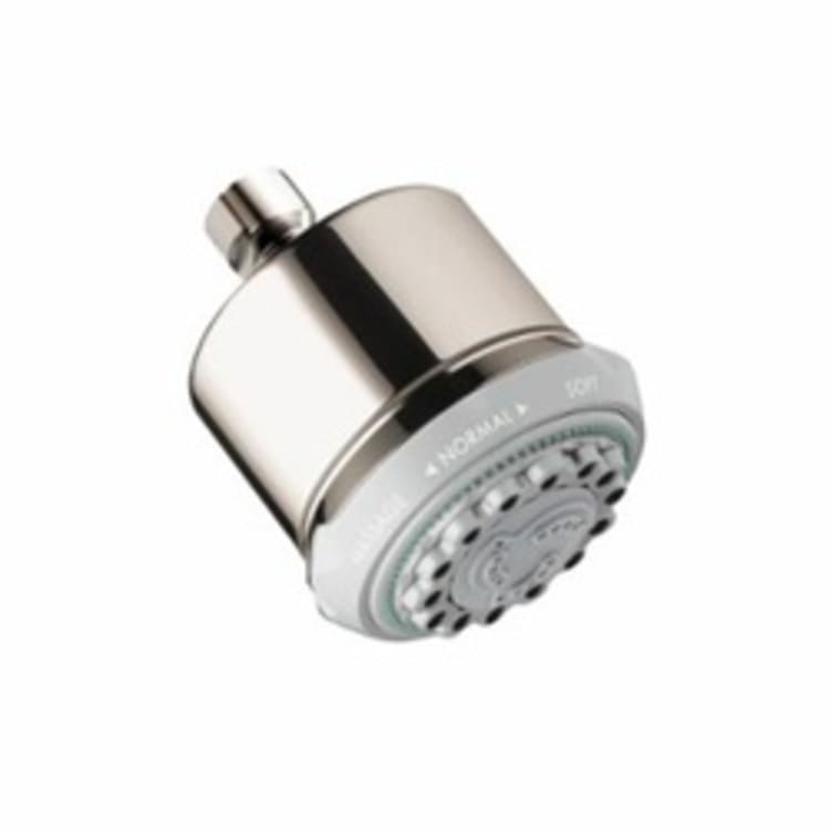 Hansgrohe 28496831 Clubmaster 3-Jet Shower Head, 2.5 gpm, 3 Sprays, Wall Mount, 3-5/8 in Dia x 4-5/8 in H Head