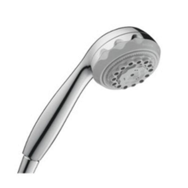 Hansgrohe 28525001 Clubmaster 3-Jet Hand Shower, 2.5 gpm Flow Rate, 3 Sprays, 3-5/8 in Dia Head, 1/2 in Connection