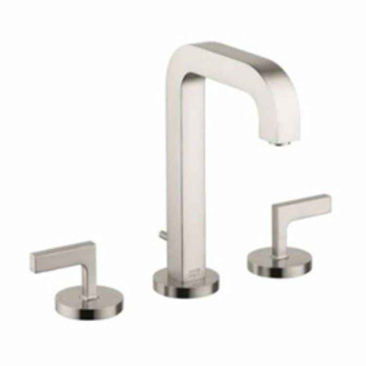 Hansgrohe 39135821 Axor Citterio M Widespread Bathroom Faucet, 1.2 gpm, 6-9/16 in H Spout, 8 in Center, Brushed Nickel, 2 Handles, Pop-Up Drain, Commercial